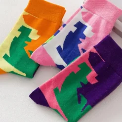 3 Pairs Women's Crew Socks Work Daily Holiday Multi Color Cotton Simple Classic Casual Sports Socks