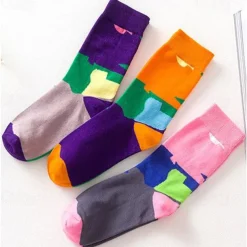 3 Pairs Women's Crew Socks Work Daily Holiday Multi Color Cotton Simple Classic Casual Sports Socks