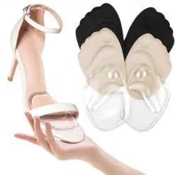 2 Pairs Women's Transparent Gel Insoles for High Heels with Anti-Slip and Cushioning Design - Comfortable Foot Pads for All-Day Wear