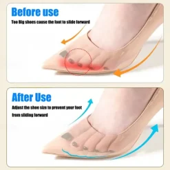 2 Pairs Women's Transparent Gel Insoles for High Heels with Anti-Slip and Cushioning Design - Comfortable Foot Pads for All-Day Wear