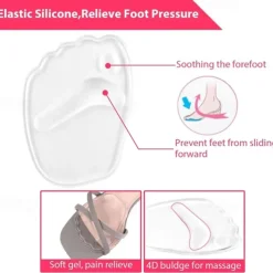 2 Pairs Women's Transparent Gel Insoles for High Heels with Anti-Slip and Cushioning Design - Comfortable Foot Pads for All-Day Wear