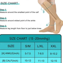 3 Pairs Zipper Compression Socks, 15-20mmHg Neuropathy Socks Bunion Socks Closed Toe Compression Stockings for Men Women，Suit for Running,Nurse,Travel,Cycling,Athletic