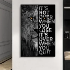 1 Panel Quotes Prints Posters/Picture Animal Lion Letters Inspirational Quotes Modern Wall Art Wall Hanging Gift Home Decoration Rolled Canvas No Frame Unframed Unstretched Multiple Size