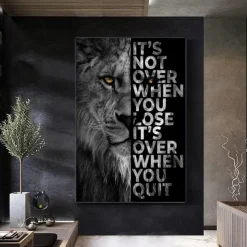 1 Panel Quotes Prints Posters/Picture Animal Lion Letters Inspirational Quotes Modern Wall Art Wall Hanging Gift Home Decoration Rolled Canvas No Frame Unframed Unstretched Multiple Size