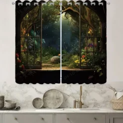 2 Panels Landscape Forest Curtain Drapes Blackout Curtain For Living Room Bedroom Kitchen Window Treatments Thermal Insulated Room Darkening