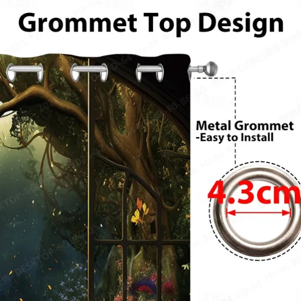 2 Panels Landscape Forest Curtain Drapes Blackout Curtain For Living Room Bedroom Kitchen Window Treatments Thermal Insulated Room Darkening