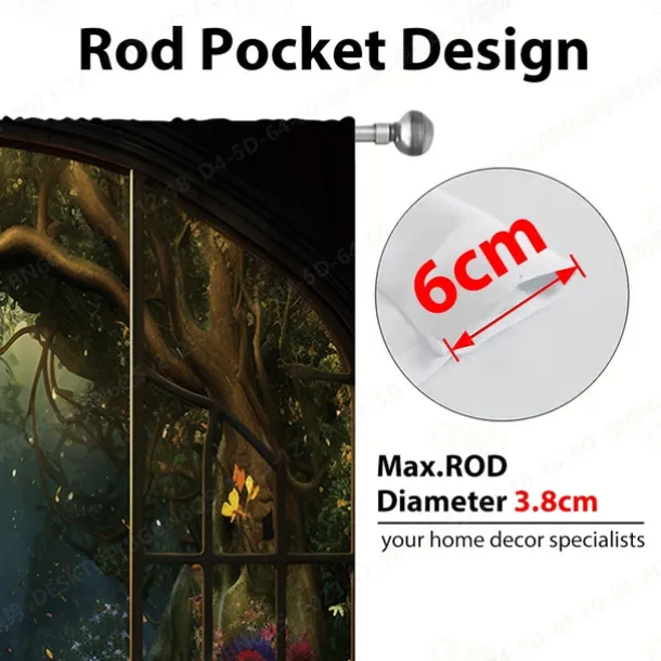 2 Panels Landscape Forest Curtain Drapes Blackout Curtain For Living Room Bedroom Kitchen Window Treatments Thermal Insulated Room Darkening