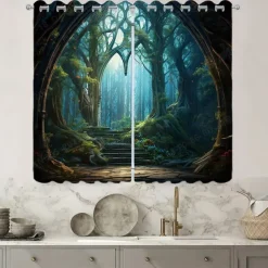2 Panels Landscape Forest Curtain Drapes Blackout Curtain For Living Room Bedroom Kitchen Window Treatments Thermal Insulated Room Darkening