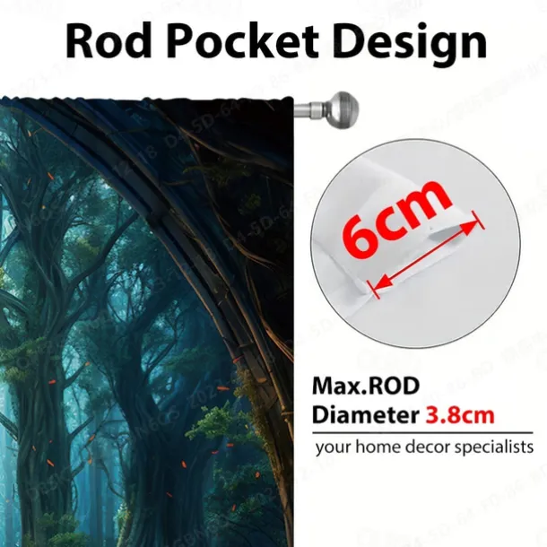 2 Panels Landscape Forest Curtain Drapes Blackout Curtain For Living Room Bedroom Kitchen Window Treatments Thermal Insulated Room Darkening