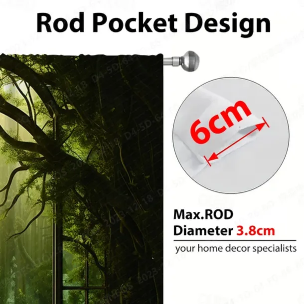 2 Panels Landscape Forest Curtain Drapes Blackout Curtain For Living Room Bedroom Kitchen Window Treatments Thermal Insulated Room Darkening