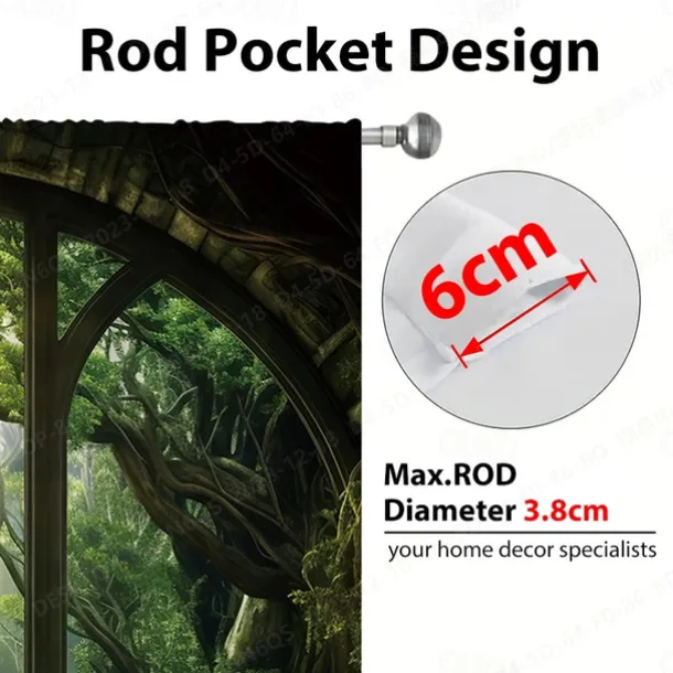 2 Panels Landscape Forest Curtain Drapes Blackout Curtain For Living Room Bedroom Kitchen Window Treatments Thermal Insulated Room Darkening