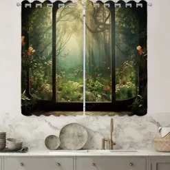2 Panels Landscape Forest Curtain Drapes Blackout Curtain For Living Room Bedroom Kitchen Window Treatments Thermal Insulated Room Darkening