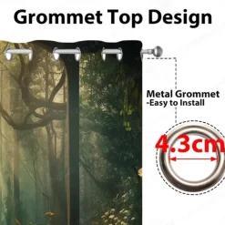 2 Panels Landscape Forest Curtain Drapes Blackout Curtain For Living Room Bedroom Kitchen Window Treatments Thermal Insulated Room Darkening