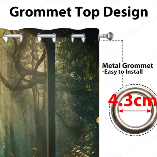 2 Panels Landscape Forest Curtain Drapes Blackout Curtain For Living Room Bedroom Kitchen Window Treatments Thermal Insulated Room Darkening