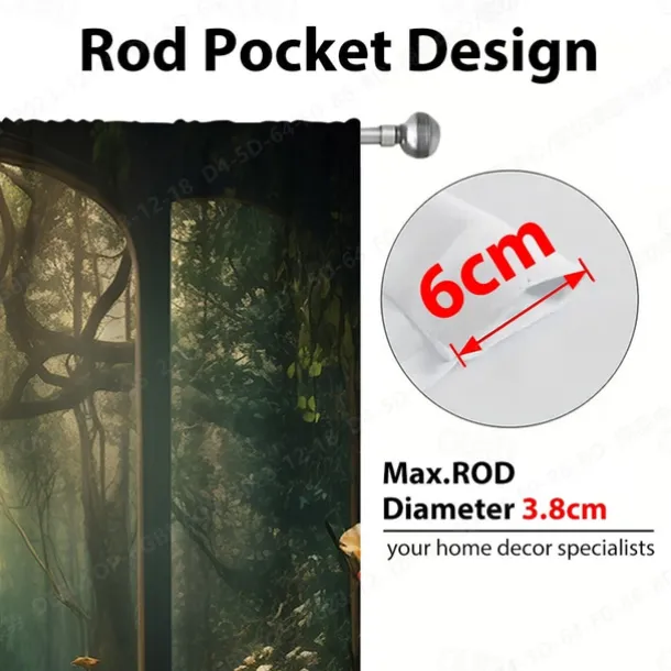 2 Panels Landscape Forest Curtain Drapes Blackout Curtain For Living Room Bedroom Kitchen Window Treatments Thermal Insulated Room Darkening