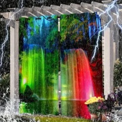 2 Panels Outdoor Curtain Privacy Waterproof, Sliding Patio Curtain Drapes, Pergola Curtains Grommet 3D Landscape For Gazebo, Balcony, Porch, Party, Hotel