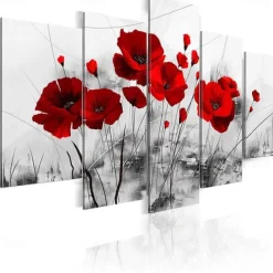 5 Panels Prints Painting Artwork Picture Three-Color Flowers Abstract Home Decoration Décor Rolled Canvas Unframed Unstretched