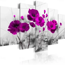 5 Panels Prints Painting Artwork Picture Three-Color Flowers Abstract Home Decoration Décor Rolled Canvas Unframed Unstretched