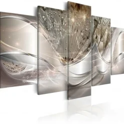 5 Panels Prints Posters Three-color Dandelion Abstract Wall Art Wall Haniging Home Decoration Gift Rolled Canvas Unframed Unstretched