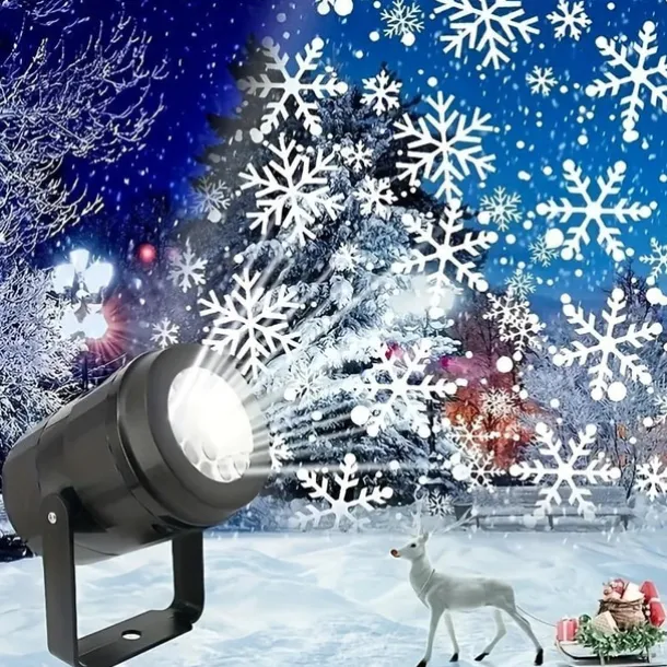 1 Pc Christmas Snowflake Projection Lamp USB Powered Indoor and Outdoor Festive Party Atmosphere Decorative Lamp