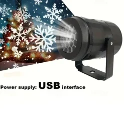 1 Pc Christmas Snowflake Projection Lamp USB Powered Indoor and Outdoor Festive Party Atmosphere Decorative Lamp
