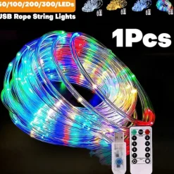 1 Pc Christmas USB Tube Light Indoor and Outdoor Courtyard Wedding Festive Decoration String Light 7M-50Led/12M-100Led/20M-200Led/30M-300Led