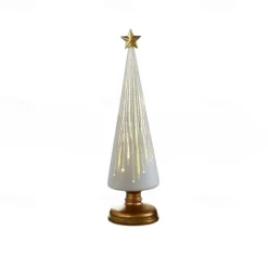 1 PC Festive Gingerbread Theme Decor for Resin Christmas Ornaments Craft Gift Decoration,Gradient Glass Christmas Tree with Led Lights, Home Holiday Decorations