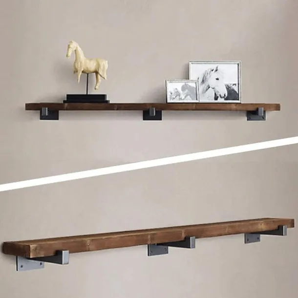 1 PC Heavy Duty Shelf Brackets, Black Shelf Brackets, Support Frame With Hook, Support Frame For Bucket Wall, 20cm Multi-purpose Industrial Shelf, Metal Square Wall