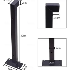 1 PC Heavy Duty Shelf Brackets, Black Shelf Brackets, Support Frame With Hook, Support Frame For Bucket Wall, 20cm Multi-purpose Industrial Shelf, Metal Square Wall