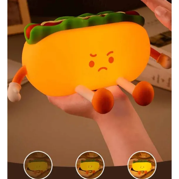 1 Pc LED Night Light Afternoon Tea SeriesHamburger Silicone Nursery Nightlight Cute Burger Dimmable