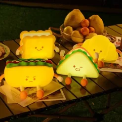 1 Pc LED Night Light Afternoon Tea SeriesHamburger Silicone Nursery Nightlight Cute Burger Dimmable