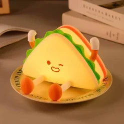 1 Pc LED Night Light Afternoon Tea SeriesHamburger Silicone Nursery Nightlight Cute Burger Dimmable