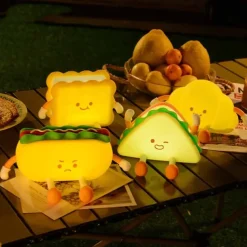 1 Pc LED Night Light Afternoon Tea SeriesHamburger Silicone Nursery Nightlight Cute Burger Dimmable