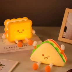 1 Pc LED Night Light Afternoon Tea SeriesHamburger Silicone Nursery Nightlight Cute Burger Dimmable