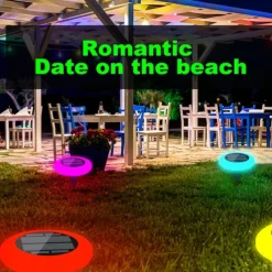 1 Pc LED Solar Groud Lights Outdoor Waterproof RGB Colorful Light Pool Light Ground Plug in Dual purpose Split Design IP65 Waterproof Courtyard Garden Lawn Path Pool Fountain Landscape Decorative Light