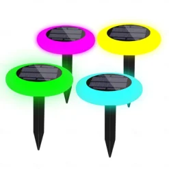 1 Pc LED Solar Groud Lights Outdoor Waterproof RGB Colorful Light Pool Light Ground Plug in Dual purpose Split Design IP65 Waterproof Courtyard Garden Lawn Path Pool Fountain Landscape Decorative Light