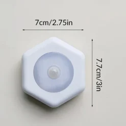 1 Pc white hexagonal motion sensor night light, bedroom small night light, night light, ambient light, white light, warm white light (without battery)