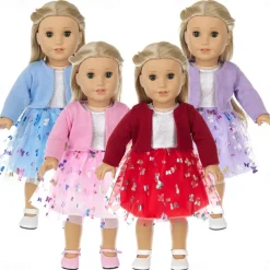 2 pcs American Doll Clothes Gift for 18 inch Doll Clothes and Accessories Including Coat and Dress(WITHOUT DOLL)