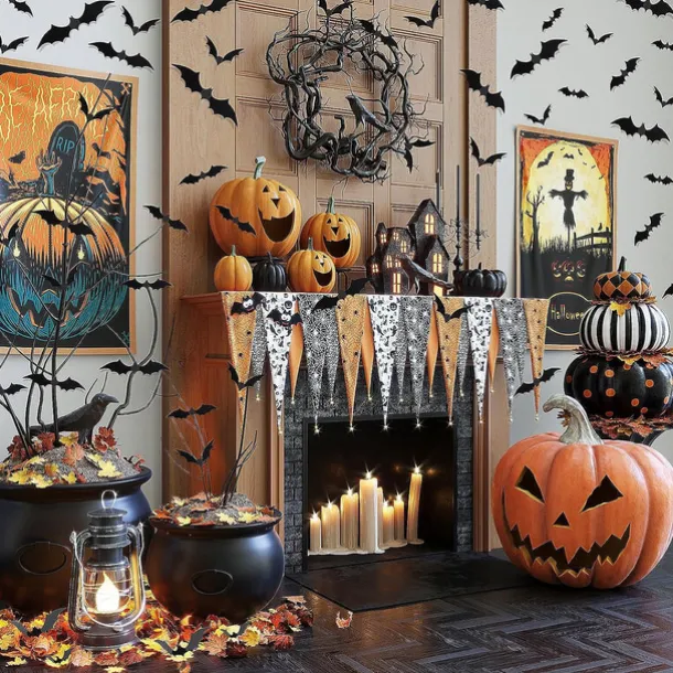 72 Pcs Bats Wall Decor Halloween Decorations, 3D Bat Stickers for Home Decor 4 Size Scary Black Spooky Bats Party Supplies
