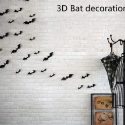 72 Pcs Bats Wall Decor Halloween Decorations, 3D Bat Stickers for Home Decor 4 Size Scary Black Spooky Bats Party Supplies