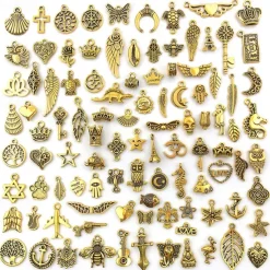 100 PCS Bulk Lots Jewelry Making Silver Charms Mixed Smooth Tibetan Silver Metal Charms Pendants DIY For Necklace Bracelet Jewelry Making And Crafting