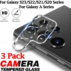 3 pcs Camera Lens Protector For Samsung Galaxy S25 Ultra S25 Ultra Plus S24 Ultra Plus S23 S22 S21 S20 Ultra Plus FE A72 A52 A42 A32 A22 A12 A02 Tempered Glass 9H Hardness High Definition Scratch
