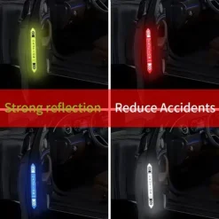 4 Pcs Car Door Warning Stickers Night Visibility Reflective Tape Door Stickers Decorative Stickers Car Body Reflective Strip Car Accessories