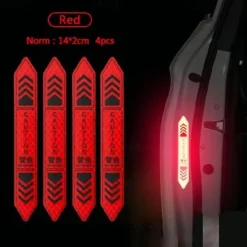 4 Pcs Car Door Warning Stickers Night Visibility Reflective Tape Door Stickers Decorative Stickers Car Body Reflective Strip Car Accessories