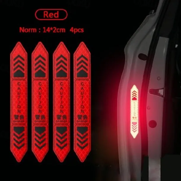 4 Pcs Car Door Warning Stickers Night Visibility Reflective Tape Door Stickers Decorative Stickers Car Body Reflective Strip Car Accessories