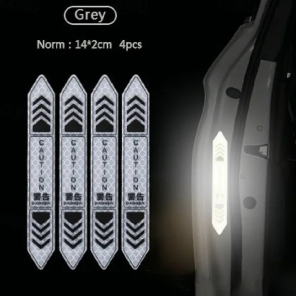 4 Pcs Car Door Warning Stickers Night Visibility Reflective Tape Door Stickers Decorative Stickers Car Body Reflective Strip Car Accessories