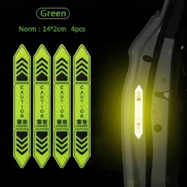 4 Pcs Car Door Warning Stickers Night Visibility Reflective Tape Door Stickers Decorative Stickers Car Body Reflective Strip Car Accessories