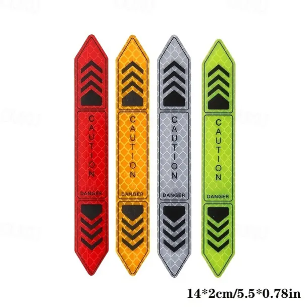 4 Pcs Car Door Warning Stickers Night Visibility Reflective Tape Door Stickers Decorative Stickers Car Body Reflective Strip Car Accessories