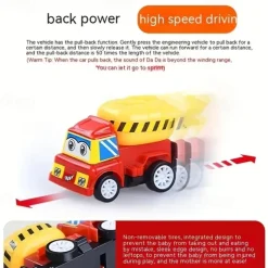 20 Pcs Car Toys Children's Rebound Inertia Engineering Car Toy Set Baby Rebound Small Car Toy Admission Ticket