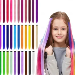 32 PCS Clip in Colored Hair Extensions for Girls Pretty Gift 20 Inches Rainbow Long Straight Hairpieces Synthetic,Halloween Cosplay Dress Up Fashion Party Christmas Birthday for Kids